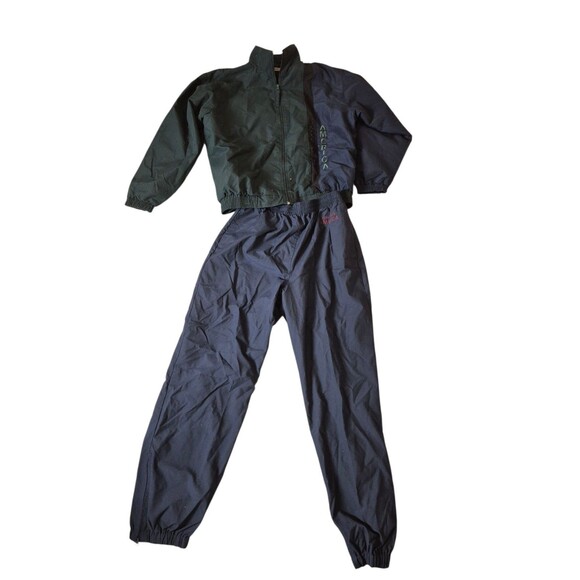 Perry Ellis Mens VTG 90s Tracksuit America 2pc Jacket Pants GRN BLU sz M NEW - Picture 1 of 9